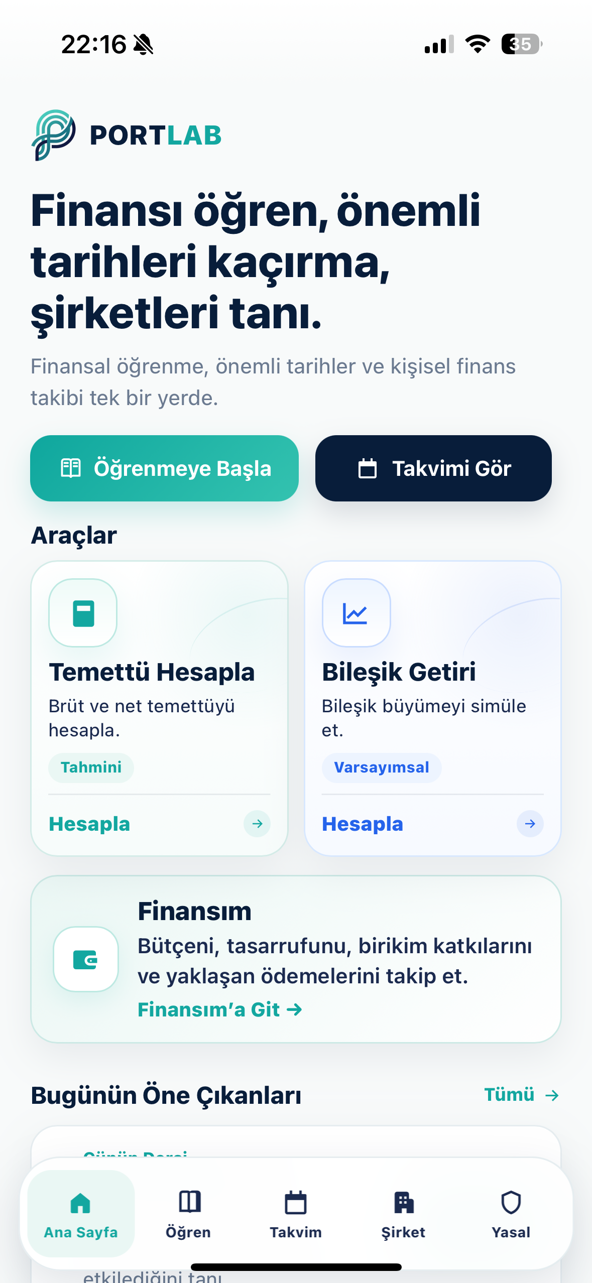 PortLab ana ekranı